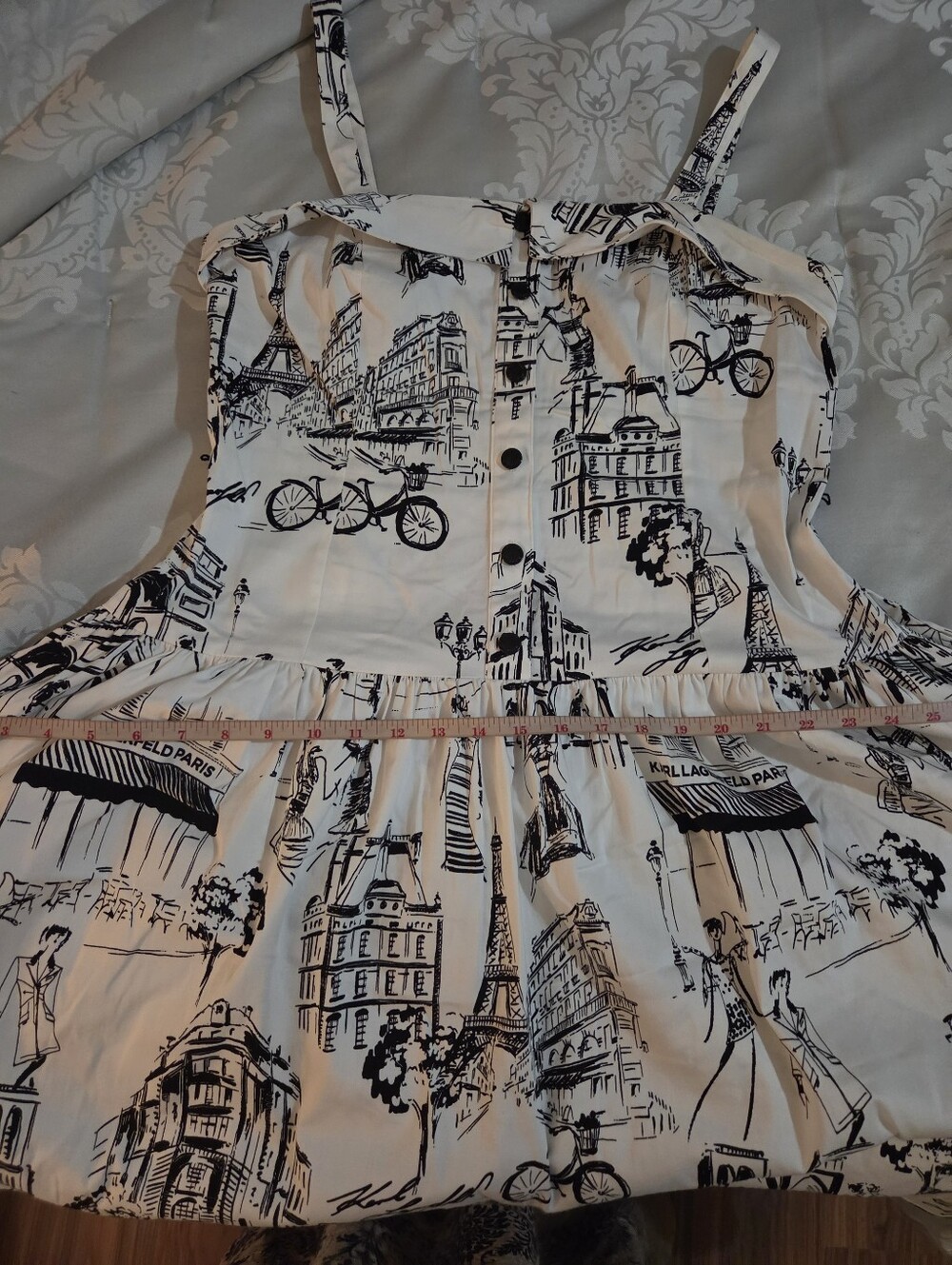 Karl Lagerfeld White Maxi Dress with Black City Print - Picture 14 of 15
